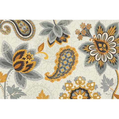 Decorative Nature I Yellow Gray Cream Black Modern Wood Framed Art Print with Double Matting by Pela Studio