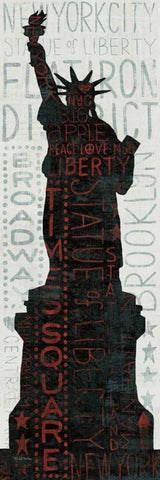 Statue of Liberty - Red Black Ornate Wood Framed Art Print with Double Matting by Mullan, Michael