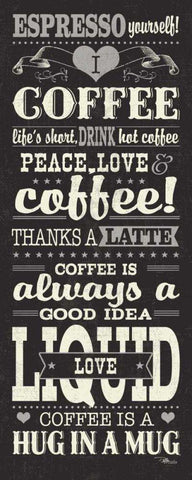 Coffee Lovers II White Modern Wood Framed Art Print with Double Matting by Pela Studio