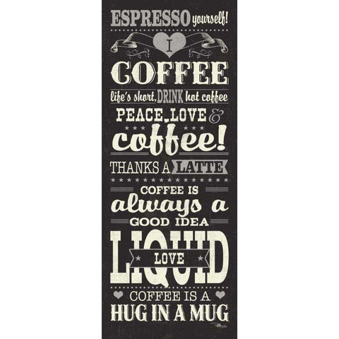 Coffee Lovers II Black Modern Wood Framed Art Print with Double Matting by Pela Studio
