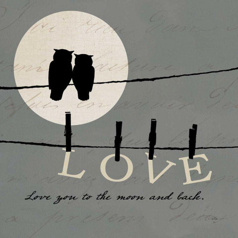 Moon Lovers I Black Modern Wood Framed Art Print with Double Matting by ERR, Pela