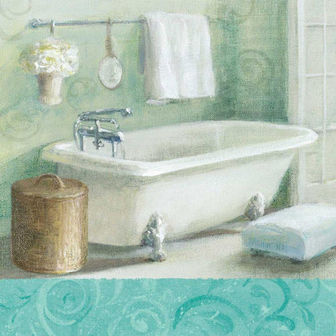 Refresh Bath Border I White Modern Wood Framed Art Print with Double Matting by Nai, Danhui