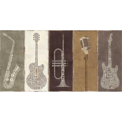 Type Band Neutral Panel Gold Ornate Wood Framed Art Print with Double Matting by Mullan, Michael