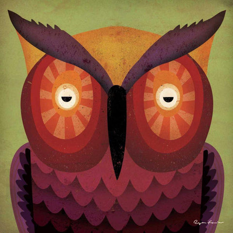 Owl WOW White Modern Wood Framed Art Print by Fowler, Ryan