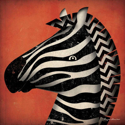 Zebra WOW White Modern Wood Framed Art Print by Fowler, Ryan