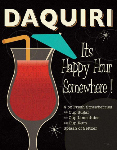 Cocktail Hour III Black Ornate Wood Framed Art Print with Double Matting by Pela Studio