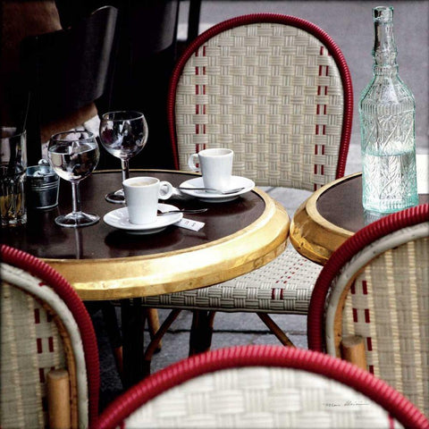 Outdoor Cafe White Modern Wood Framed Art Print by Olivier, Marc