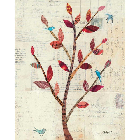 Red Leaf Tree no Border White Modern Wood Framed Art Print by Prahl, Courtney