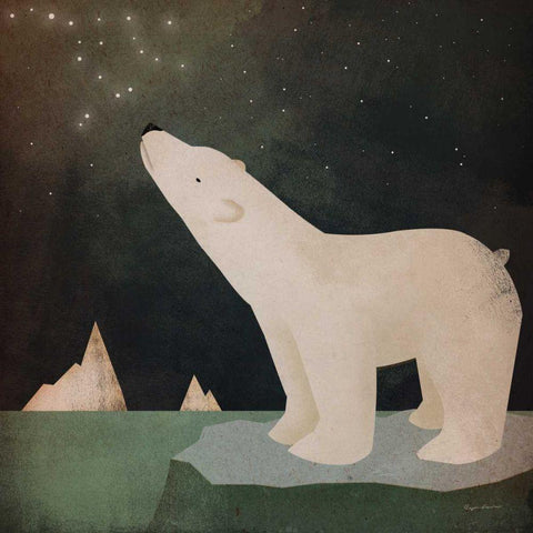 Constellations Polar Bear Black Modern Wood Framed Art Print with Double Matting by Fowler, Ryan