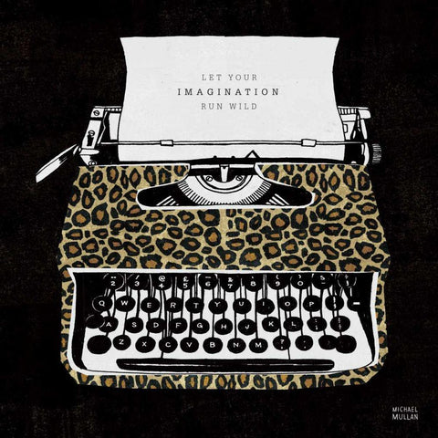 Analog Jungle Typewriter Black Ornate Wood Framed Art Print with Double Matting by Mullan, Michael