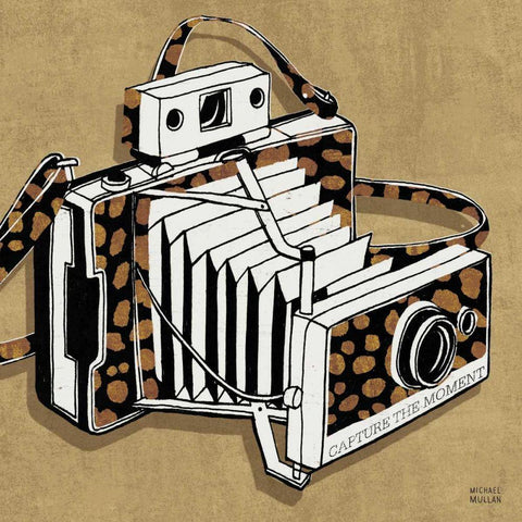 Analog Jungle Camera Gold Ornate Wood Framed Art Print with Double Matting by Mullan, Michael