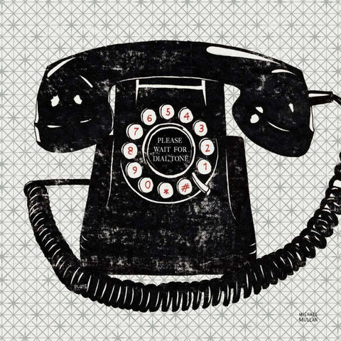 Vintage Analog Phone Black Modern Wood Framed Art Print with Double Matting by Mullan, Michael