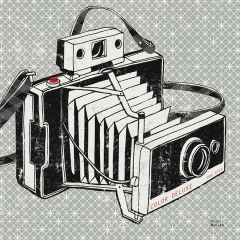 Vintage Analog Camera White Modern Wood Framed Art Print with Double Matting by Mullan, Michael