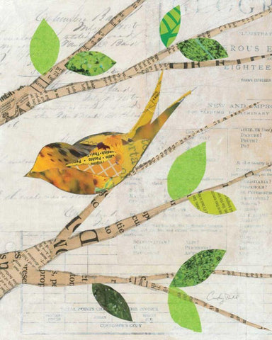 Birds in Spring II White Modern Wood Framed Art Print with Double Matting by Prahl, Courtney