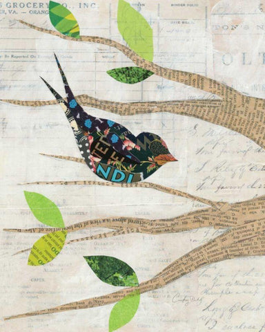 Birds in Spring III White Modern Wood Framed Art Print with Double Matting by Prahl, Courtney