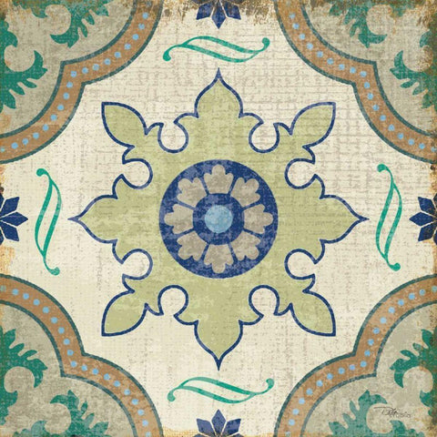 Santorini Tile I Gold Ornate Wood Framed Art Print with Double Matting by Pela Studio