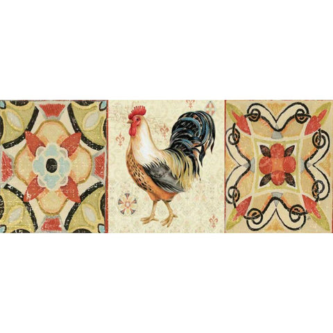 Bohemian Rooster Panel I Gold Ornate Wood Framed Art Print with Double Matting by Brissonnet, Daphne