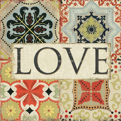 Spice Santorini I - Love  Gold Ornate Wood Framed Art Print with Double Matting by Pela Studio