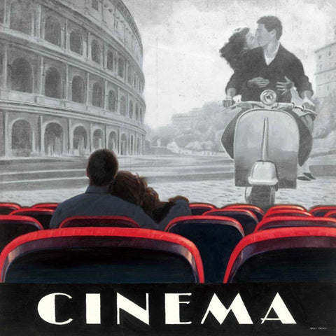 Cinema Roma Black Modern Wood Framed Art Print with Double Matting by Fabiano, Marco