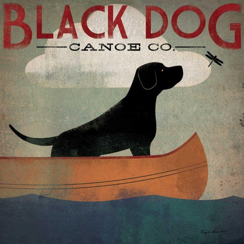 Black Dog Canoe White Modern Wood Framed Art Print with Double Matting by Fowler, Ryan