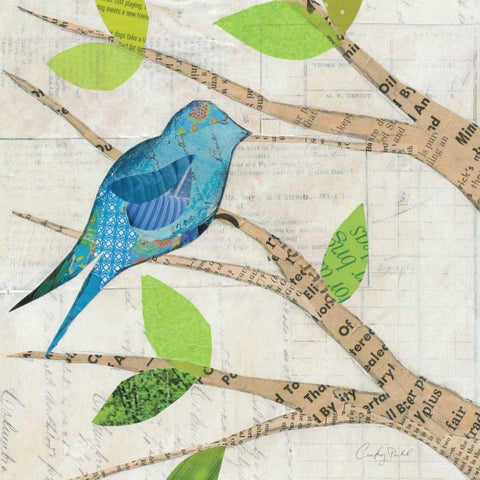Birds in Spring  I Square Black Modern Wood Framed Art Print by Prahl, Courtney