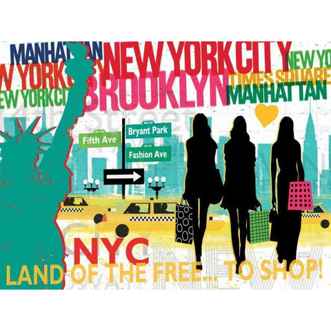 New York City Life III Black Modern Wood Framed Art Print by Mullan, Michael