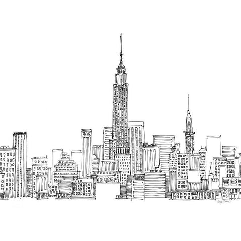 New York Skyline Crop White Modern Wood Framed Art Print by Tillmon, Avery