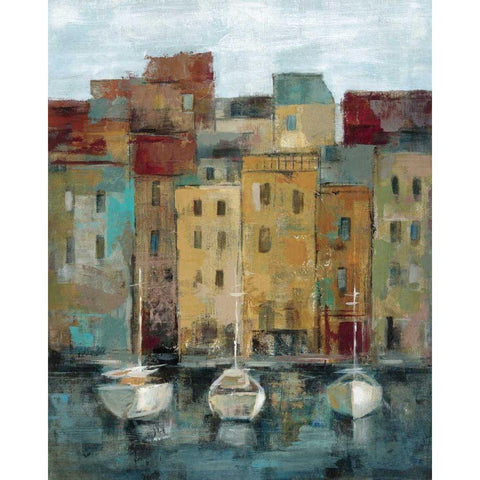 Old Town Port II Black Modern Wood Framed Art Print with Double Matting by Vassileva, Silvia