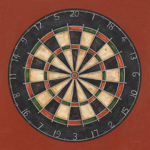 Dartboard Gold Ornate Wood Framed Art Print with Double Matting by Brown, David Carter