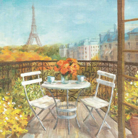 September in Paris Crop Black Ornate Wood Framed Art Print with Double Matting by Nai, Danhui