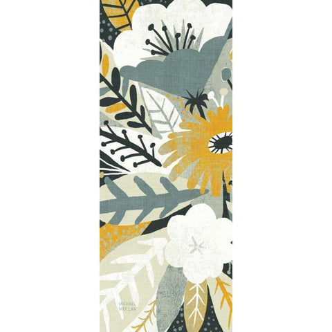Vintage Bouquet Yellow Panel I Gold Ornate Wood Framed Art Print with Double Matting by Mullan, Michael
