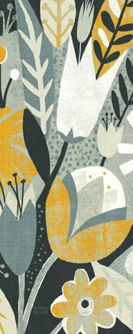 Vintage Bouquet Yellow Panel II White Modern Wood Framed Art Print with Double Matting by Mullan, Michael