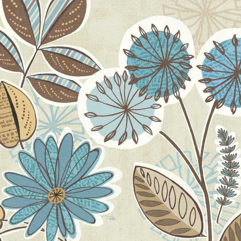 Funky Flowers V Black Ornate Wood Framed Art Print with Double Matting by Pela Studio