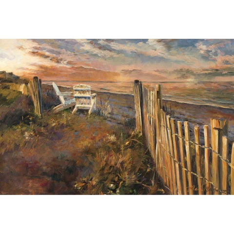 The Beach at Sunset Black Modern Wood Framed Art Print by Hageman, Marilyn