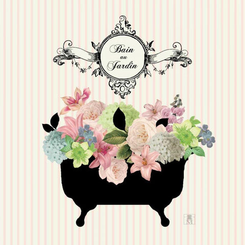 Bain du Jardin I no Border  Black Ornate Wood Framed Art Print with Double Matting by Mousseau, Studio