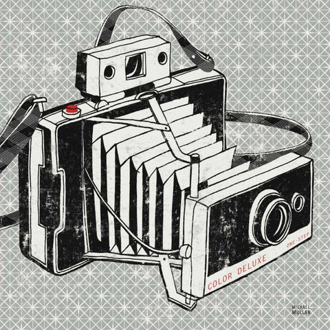Vintage Analog Camera Black Ornate Wood Framed Art Print with Double Matting by Mullan, Michael