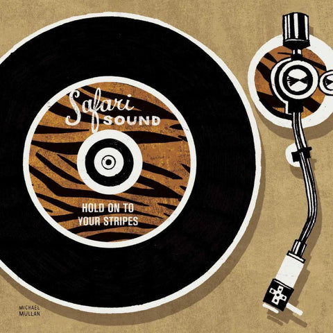 Analog Jungle Record Player Black Modern Wood Framed Art Print with Double Matting by Mullan, Michael