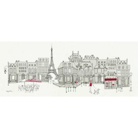 World Cafe Panel II - Paris Red White Modern Wood Framed Art Print by Tillmon, Avery