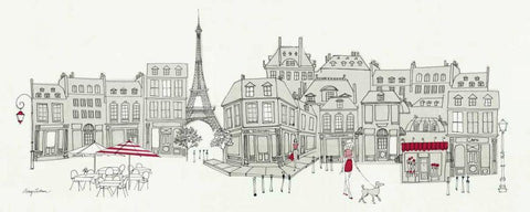 World Cafe Panel II - Paris Red Black Ornate Wood Framed Art Print with Double Matting by Tillmon, Avery