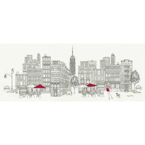 World Cafe Panel III - NYC Red Black Modern Wood Framed Art Print by Tillmon, Avery