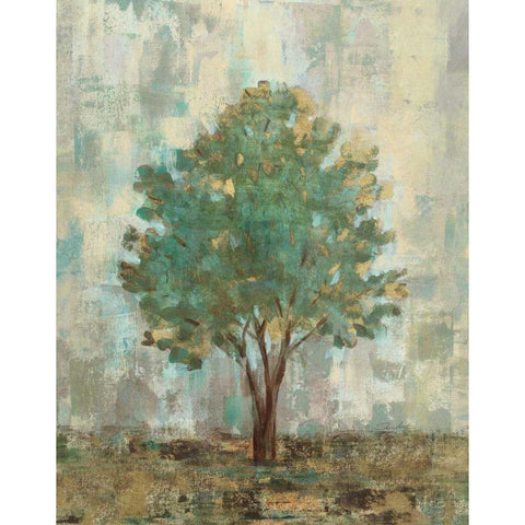 Verdi Trees II Black Modern Wood Framed Art Print with Double Matting by Vassileva, Silvia