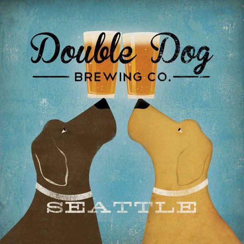 Double Dog Brewing Co. Seattle Brown Dog White Modern Wood Framed Art Print by Fowler, Ryan