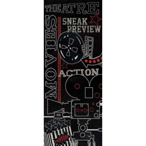 Movie Montage II Black Modern Wood Framed Art Print with Double Matting by Pela Studio