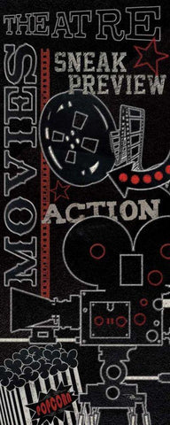 Movie Montage II White Modern Wood Framed Art Print with Double Matting by Pela Studio