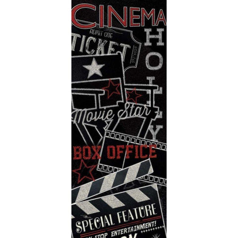 Movie Montage III White Modern Wood Framed Art Print by Pela Studio