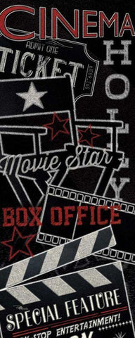 Movie Montage III White Modern Wood Framed Art Print with Double Matting by Pela Studio