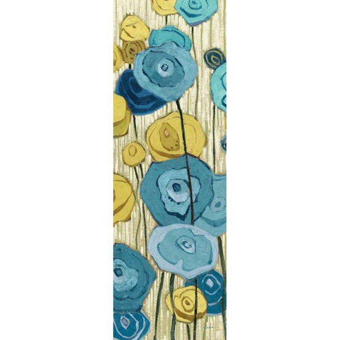 Lemongrass in Blue Panel II Black Modern Wood Framed Art Print with Double Matting by Novak, Shirley