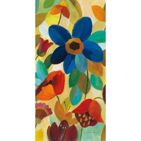 Summer Floral Panel I Black Modern Wood Framed Art Print by Vassileva, Silvia