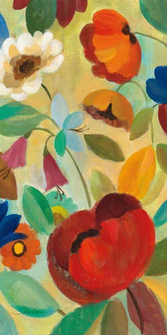 Summer Floral Panel II White Modern Wood Framed Art Print with Double Matting by Vassileva, Silvia