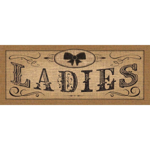 Le Restroom Burlap I Black Modern Wood Framed Art Print by Pela Studio